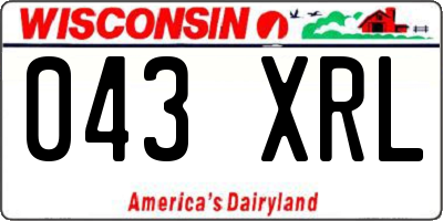 WI license plate 043XRL