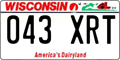 WI license plate 043XRT