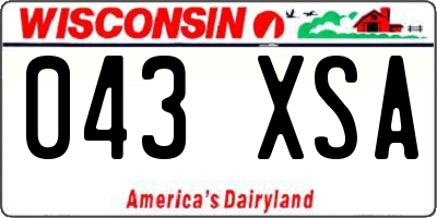 WI license plate 043XSA