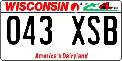 WI license plate 043XSB