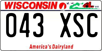 WI license plate 043XSC