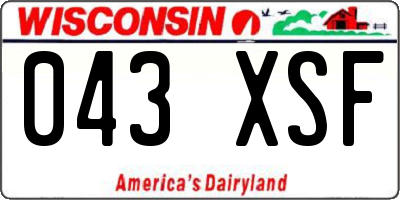 WI license plate 043XSF