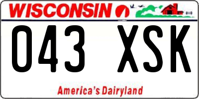 WI license plate 043XSK