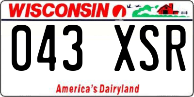 WI license plate 043XSR