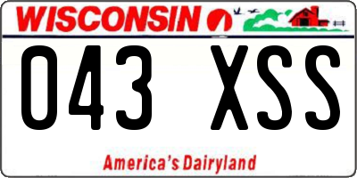 WI license plate 043XSS