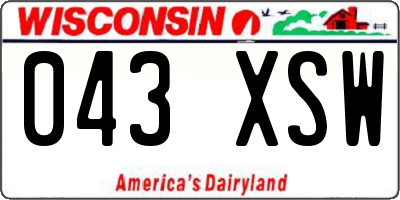 WI license plate 043XSW