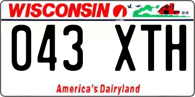 WI license plate 043XTH