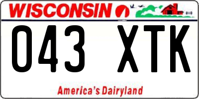 WI license plate 043XTK