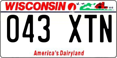 WI license plate 043XTN