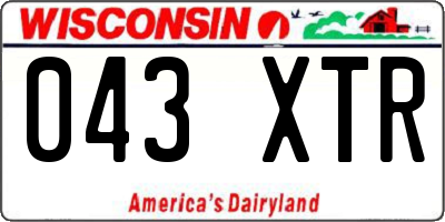 WI license plate 043XTR
