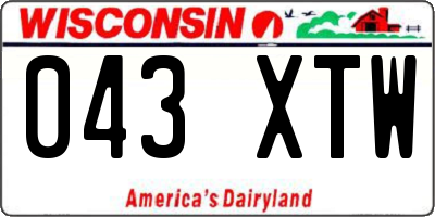 WI license plate 043XTW