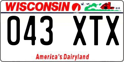WI license plate 043XTX