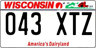 WI license plate 043XTZ