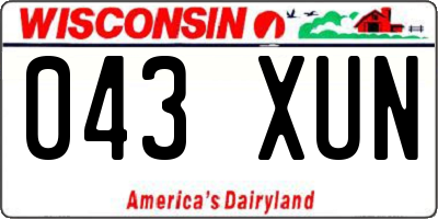 WI license plate 043XUN