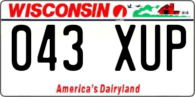 WI license plate 043XUP