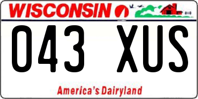 WI license plate 043XUS