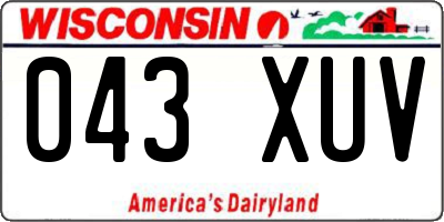 WI license plate 043XUV