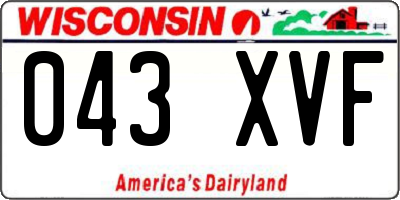 WI license plate 043XVF