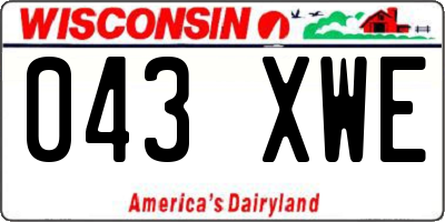 WI license plate 043XWE