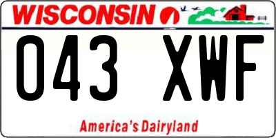 WI license plate 043XWF
