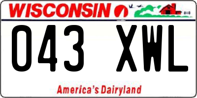 WI license plate 043XWL