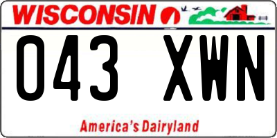 WI license plate 043XWN