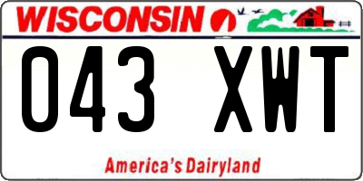 WI license plate 043XWT