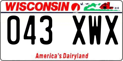 WI license plate 043XWX