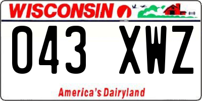 WI license plate 043XWZ