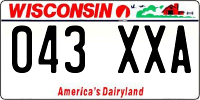 WI license plate 043XXA