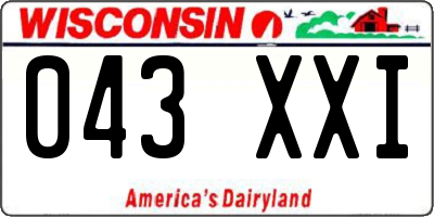 WI license plate 043XXI