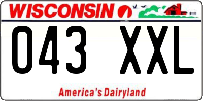 WI license plate 043XXL