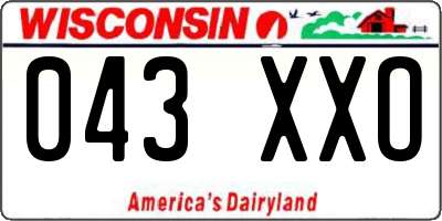 WI license plate 043XXO