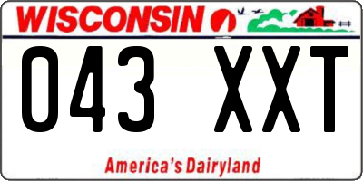 WI license plate 043XXT