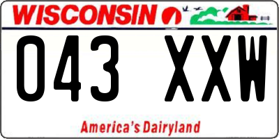 WI license plate 043XXW