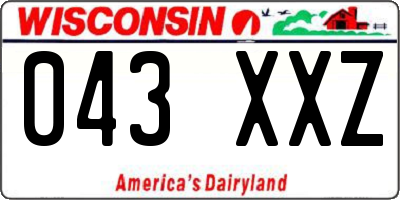 WI license plate 043XXZ