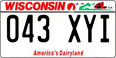 WI license plate 043XYI