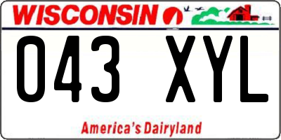 WI license plate 043XYL