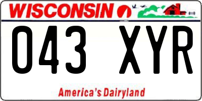 WI license plate 043XYR