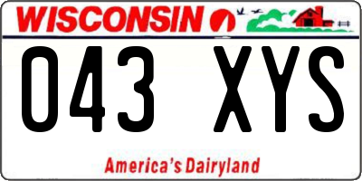 WI license plate 043XYS