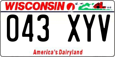 WI license plate 043XYV