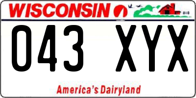 WI license plate 043XYX