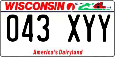 WI license plate 043XYY