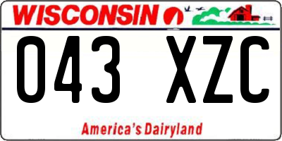 WI license plate 043XZC