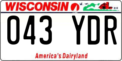 WI license plate 043YDR
