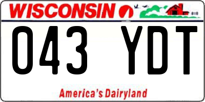 WI license plate 043YDT