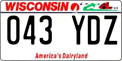 WI license plate 043YDZ