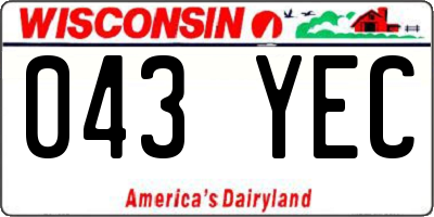 WI license plate 043YEC