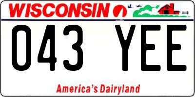 WI license plate 043YEE