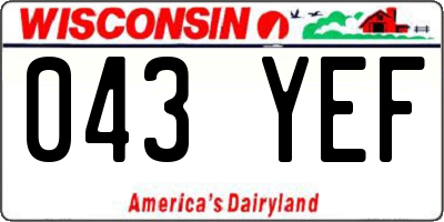 WI license plate 043YEF